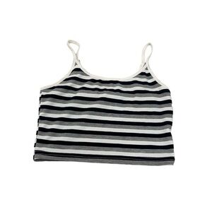 One Way Striped Black, Gray, And White Cropped Tank Top